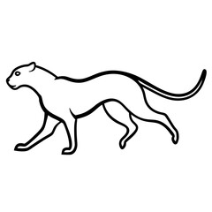 Dynamic cheetah running pose line art black and white