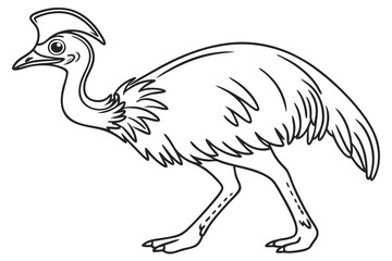 coloring page line art the cassowary bird black vector