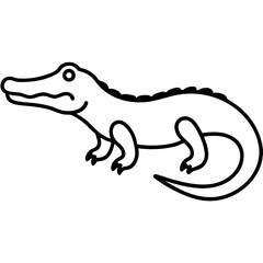 Detailed line art illustration of a crocodile with scales