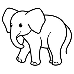 Charming line art of a baby elephant with wrinkles