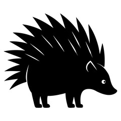 Black silhouette of a porcupine with quills raised