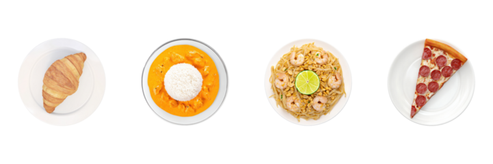 Assorted International Cuisine Plates Set. Global Culinary Diversity Collection Isolated On Transparent Background