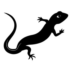 Black silhouette of a lizard crawling