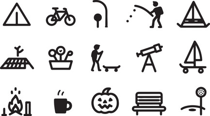 Collection of outdoor activity and seasonal icons