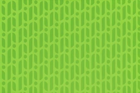 Abstract seamless pattern of interlocking green geometric shapes and dots, creating a modern and organic background.
