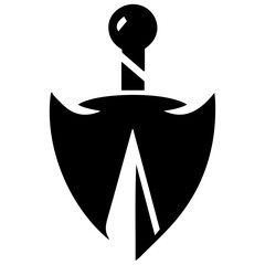 Heraldic symbol updated for the modern era, using a shield and arrows for impact