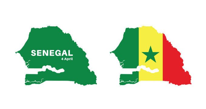 senegal flag and map set. senegal flag in official colors and proportions., map - Powered by Adobe