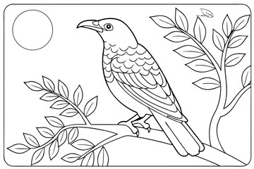 coloring page line art the bowerbird black vector