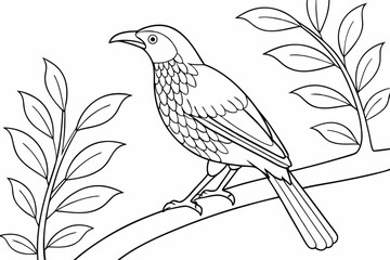 coloring page line art the bowerbird black vector