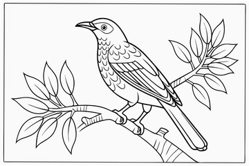 coloring page line art the bowerbird black vector