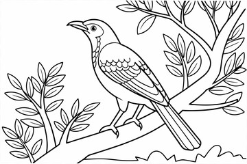 coloring page line art the bowerbird black vector
