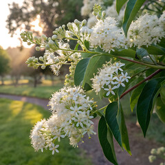 Seven‑son flower (Heptacodium miconioides) with fragrant white nectar-rich late-season blooms