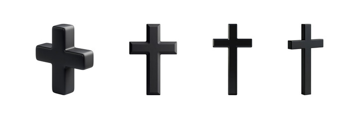 Obraz premium Black Crosses In Various Styles Set. Religious Symbolism And Design Collection Isolated On Transparent Background