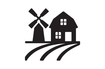 Farmhouse icon silhouette vector with white background