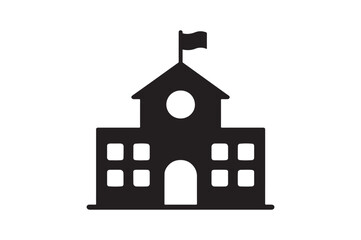 School Building icon silhouette vector with white background