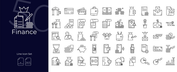 Finance Line Editable Icons set. Vector illustration in modern thin line style of Finance icons: investment, business, economy, etc