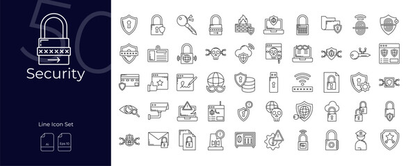 Security Line Editable Icons set. Vector illustration in modern thin line style of Security icons: protection, lock, privacy, etc