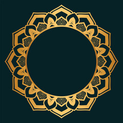 Luxury Golden Pattern Circle Islamic Mandala Wedding Frame Border