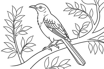 coloring page line art the mockingbird black vector