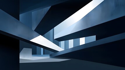 Fototapeta premium Abstract Modern Architecture Blue Interior Design