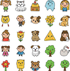 cartoon animal icons set