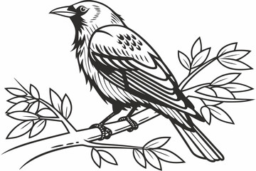 coloring page line art the thrush black vector