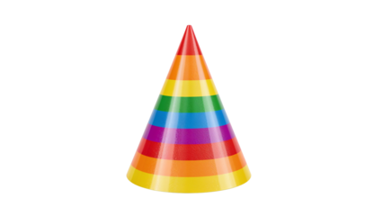 Rainbow striped cone party hat isolated on transparent background png