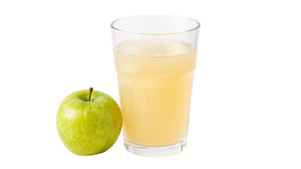Fototapeta premium Glass of apple juice with fresh green apple isolated on transparent background png