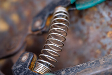 Close up Detail of a Mechanical Spring on Old Shears