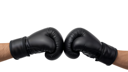 Black boxing gloves facing each other isolated on transparent background png