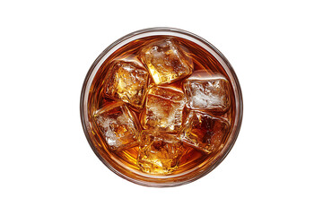 Top view of a whiskey glass with ice high quality realistic image