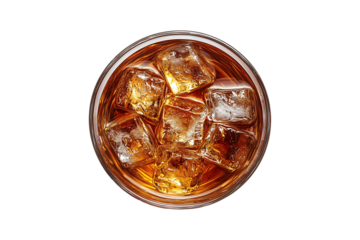 Top view of a whiskey glass with ice high quality realistic image