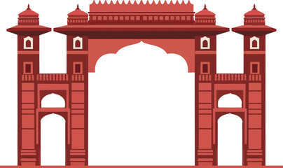Vector art of an ancient indian gate isolated on white background stands tall