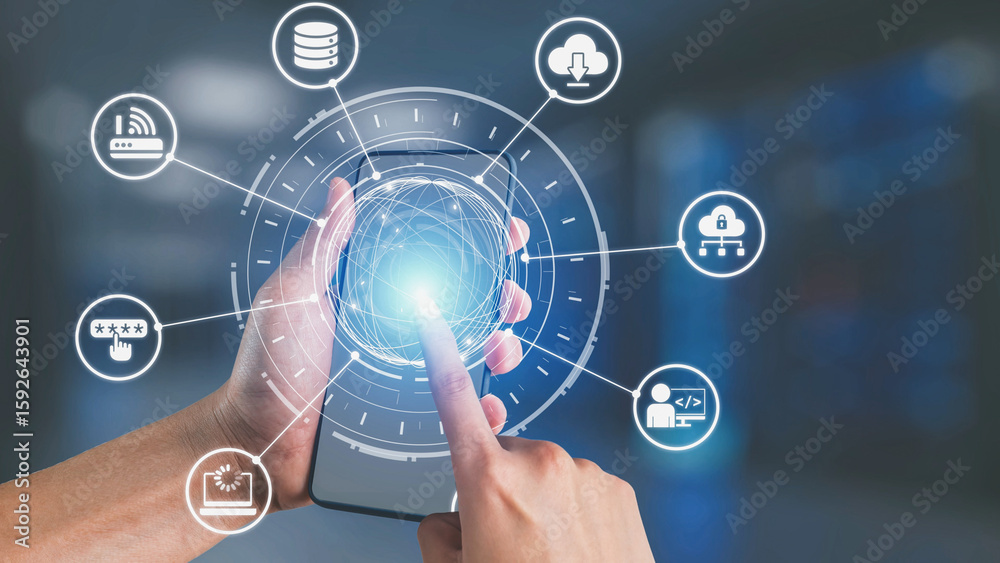 Poster cloud computing, cloud strategy, and cloud technology transforming digital infrastructure with scala