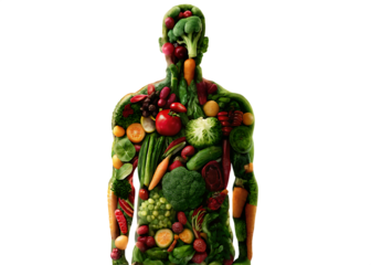 creative silhouette of a man composed of various isolated on white background PNG,AI GENERATED