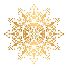 abstract gold mandala floral ornament.