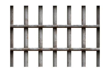  prison iron bars isolated on white background PNG,AI GENERATED