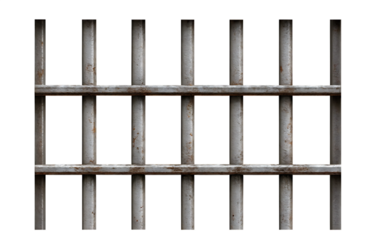  prison iron bars isolated on white background PNG,AI GENERATED