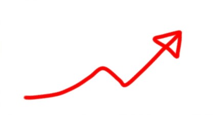 red arrow on white background