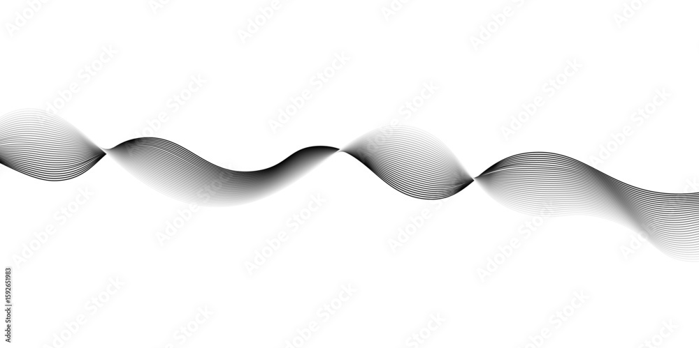 Aufkleber abstract grey wave lines on transparent background. grey wave swirl, frequency sound wave,twisted cu