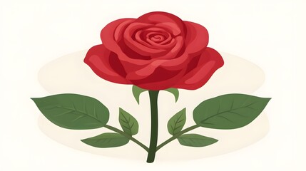 Fototapeta premium Single Red Rose Flower Botanical Illustration
