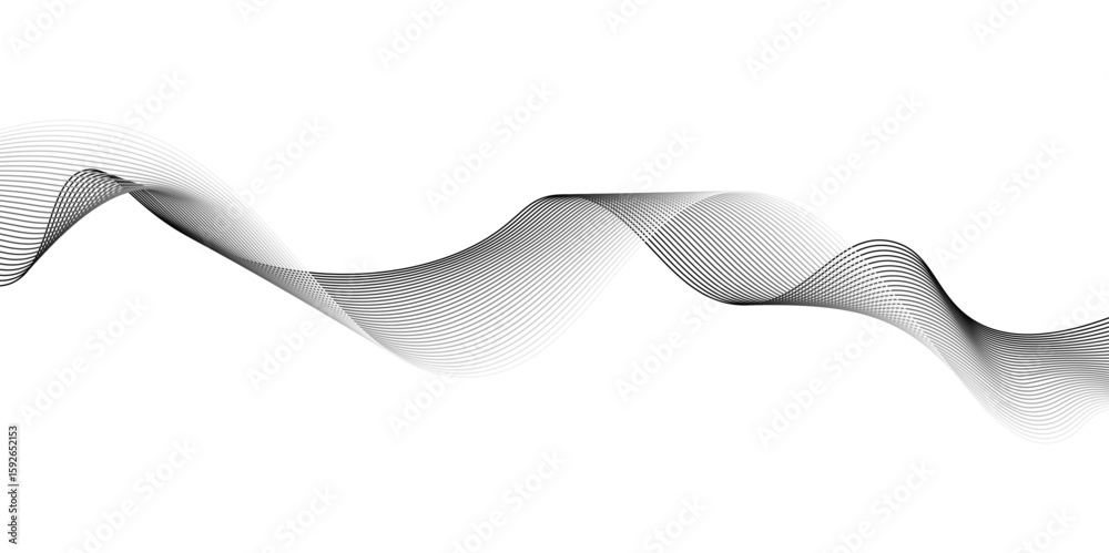 Aufkleber abstract grey wave lines on transparent background. grey wave swirl, frequency sound wave,twisted cu