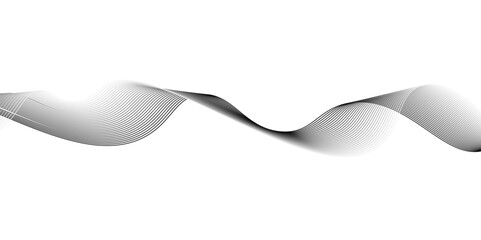 Abstract grey wave lines on transparent background. Grey wave swirl, frequency sound wave,twisted curve lines with blend effect. Technology,twisted curve lines with blend effect,