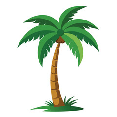 A charming tropical palm tree with a distinctive curved trunk and long drooping fronds, adding character to any design.