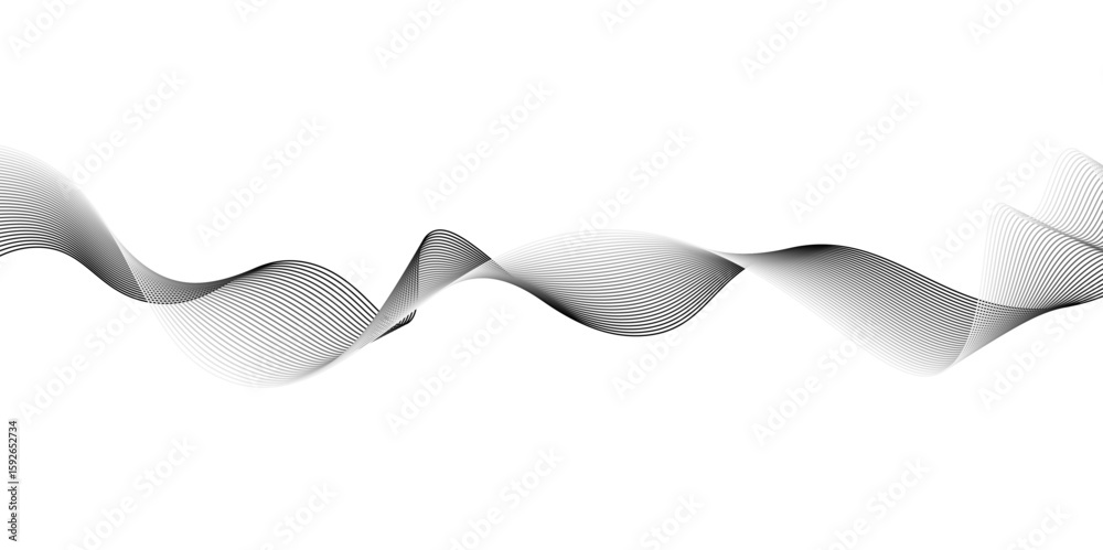 Aufkleber abstract grey wave lines on transparent background. grey wave swirl, frequency sound wave,twisted cu