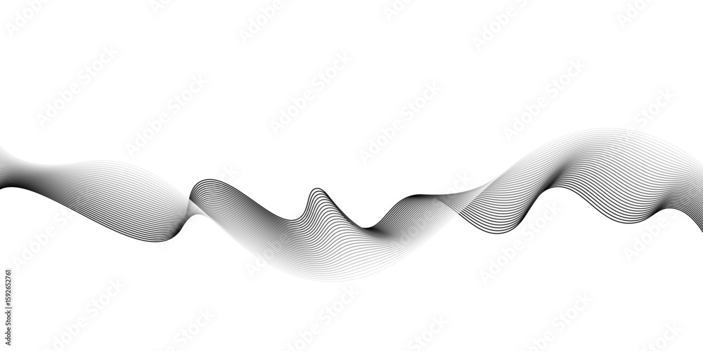 Aufkleber abstract grey wave lines on transparent background. grey wave swirl, frequency sound wave,twisted cu