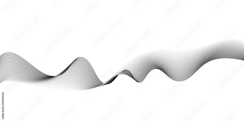 Aufkleber abstract grey wave lines on transparent background. grey wave swirl, frequency sound wave,twisted cu