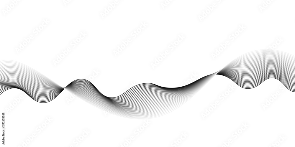 Aufkleber abstract grey wave lines on transparent background. grey wave swirl, frequency sound wave,twisted cu
