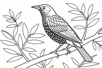 coloring page line art the starling black vector