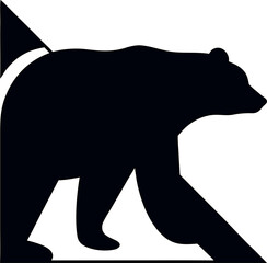 Silhouette of a wild bear logo, isolated on white, ideal for outdoor logos, nature prints, and animal illustrations.